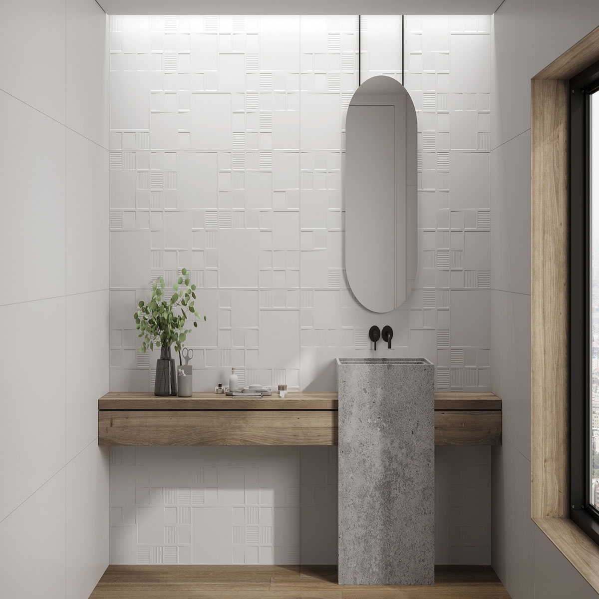 Salle de bain avec revêtement Chip Blanco