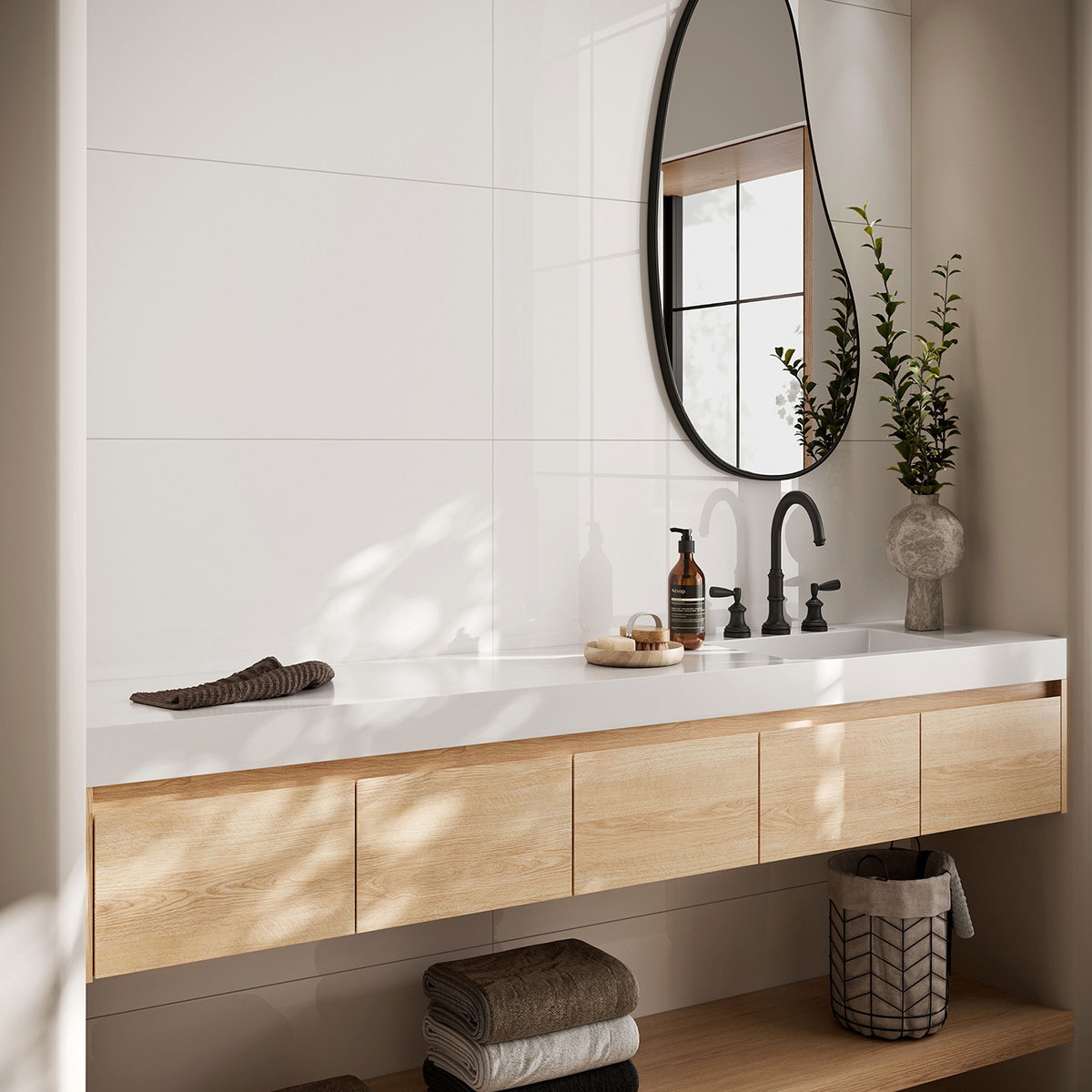 Casa de banho com revestimento Maldon Glossy White 40x120