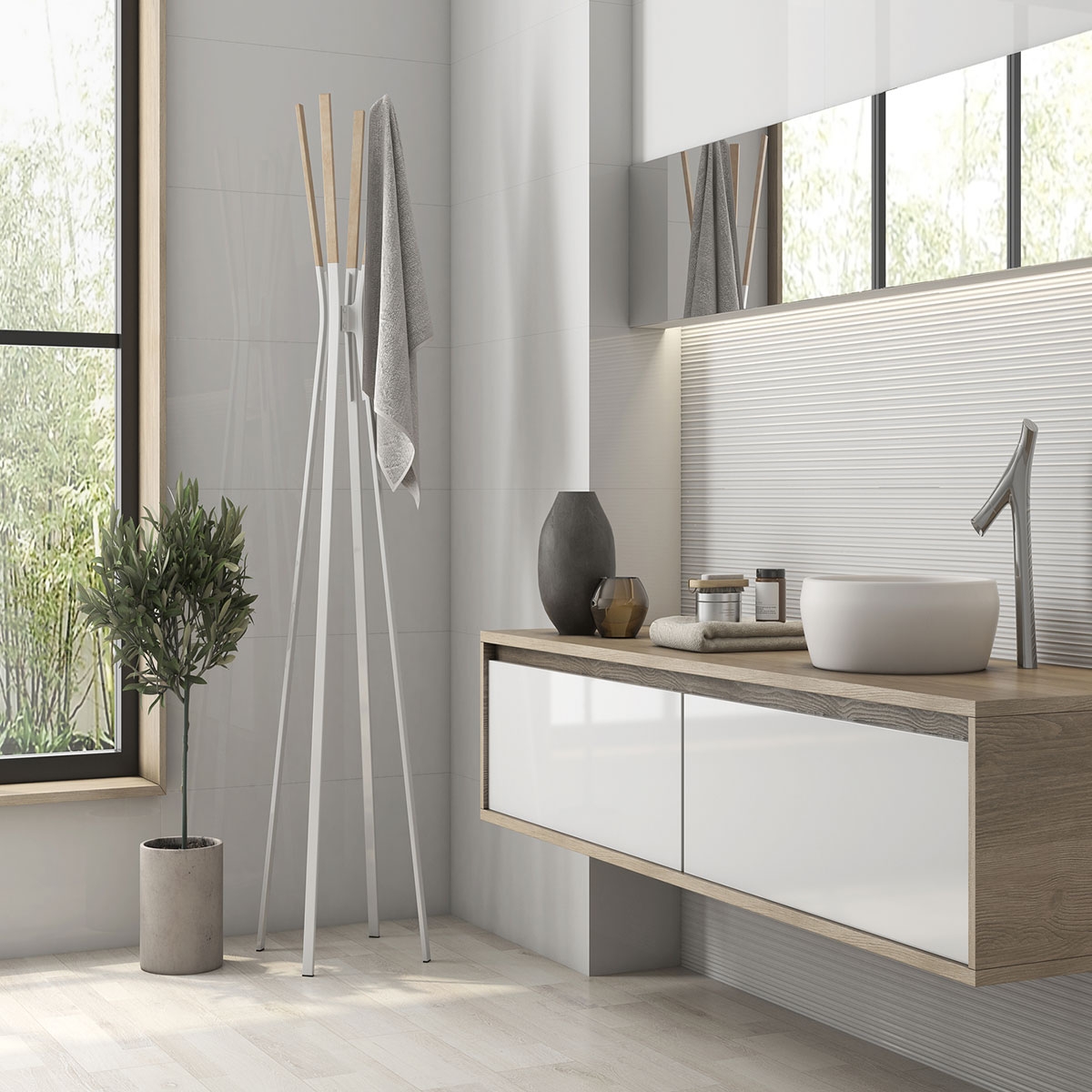 Interior con revestimiento Blancos Blanco Brillo 30x90