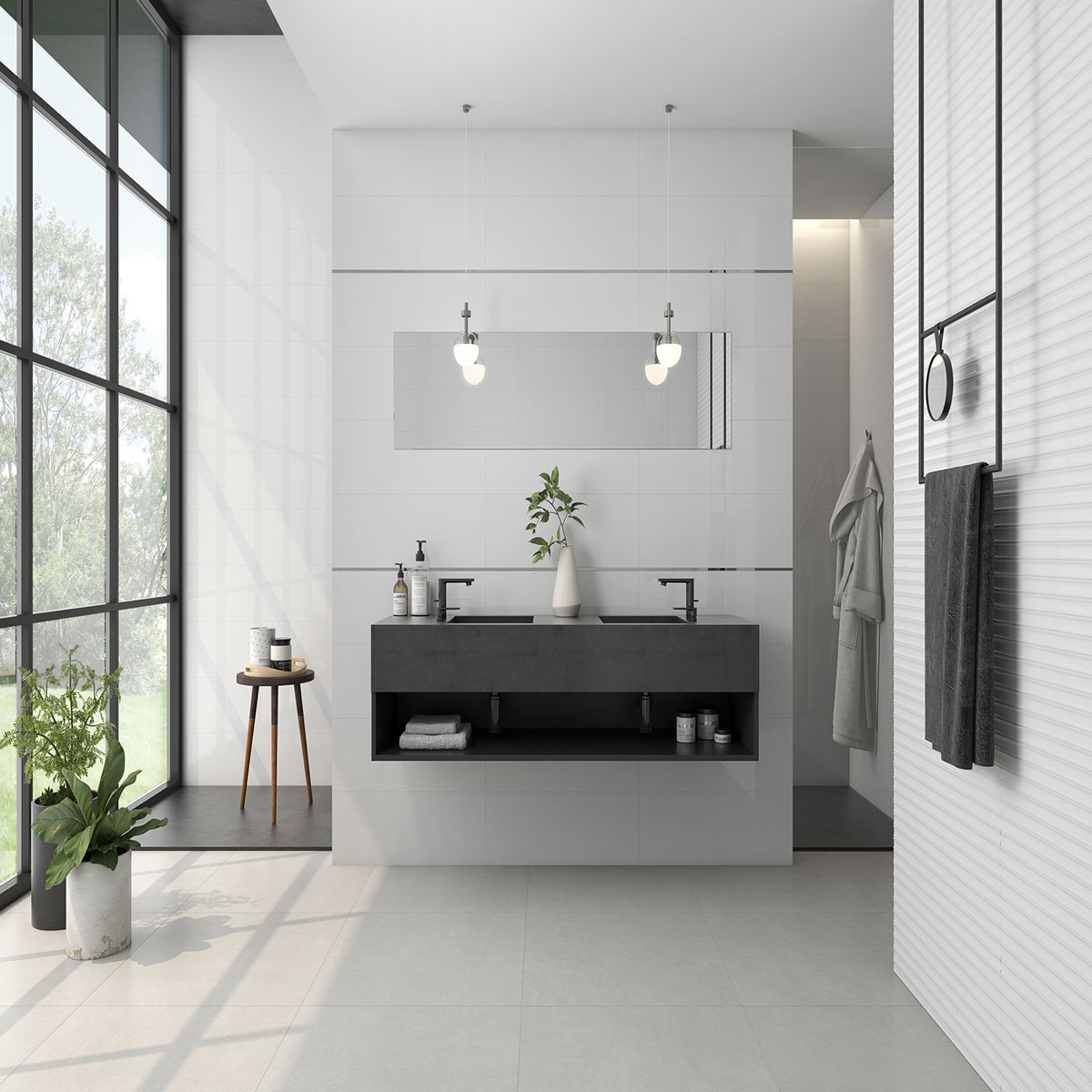 Salle de bain avec revêtement Avant Glossy White 25x75