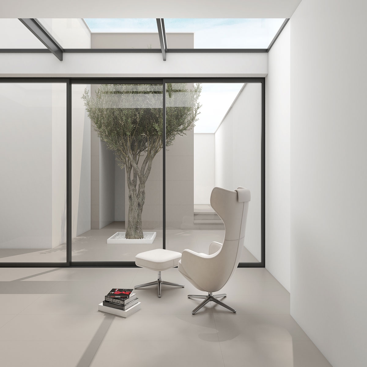 Habitación con pavimento Carpenter Taupe 60x120