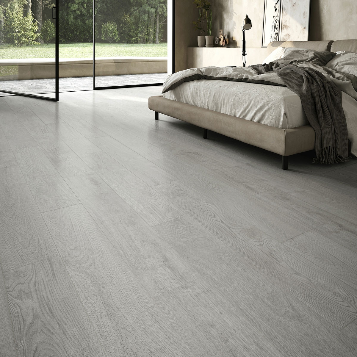 Interior com pavimento Clash Grey 20x120