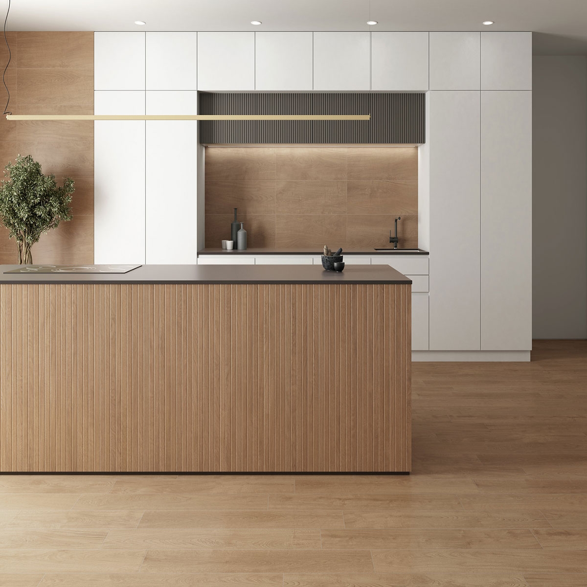 Kitchen with Clash Honey 30x90 coating