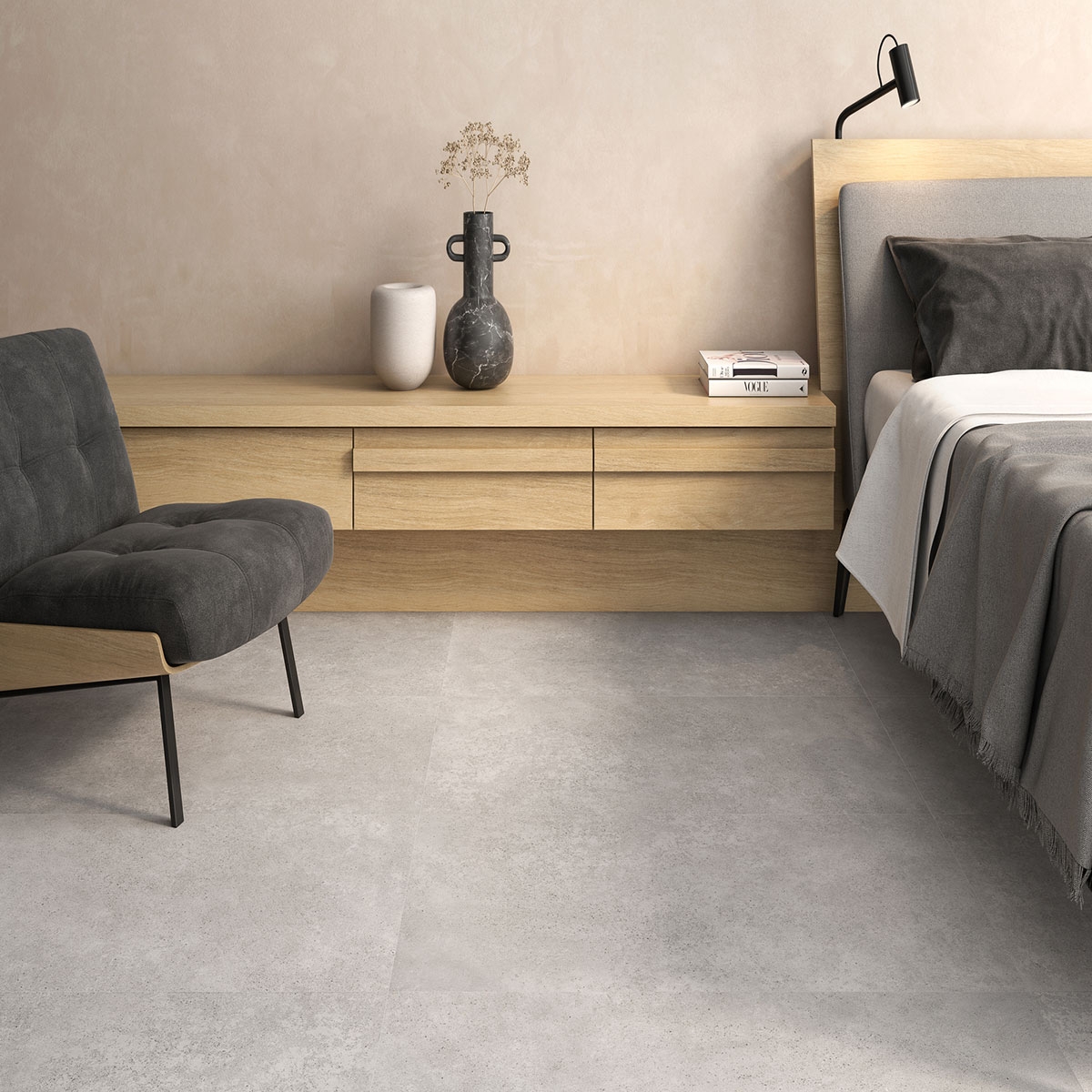 Interior with Concrete Grey flooring 60x120