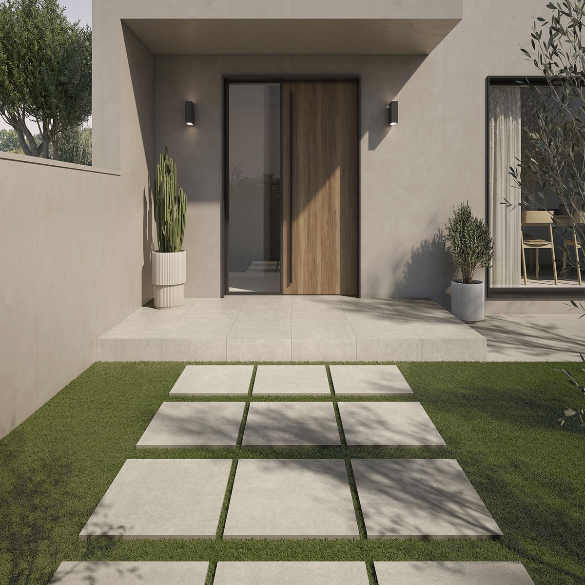 Exterior con pavimento Core Extrem Tortora 60x60