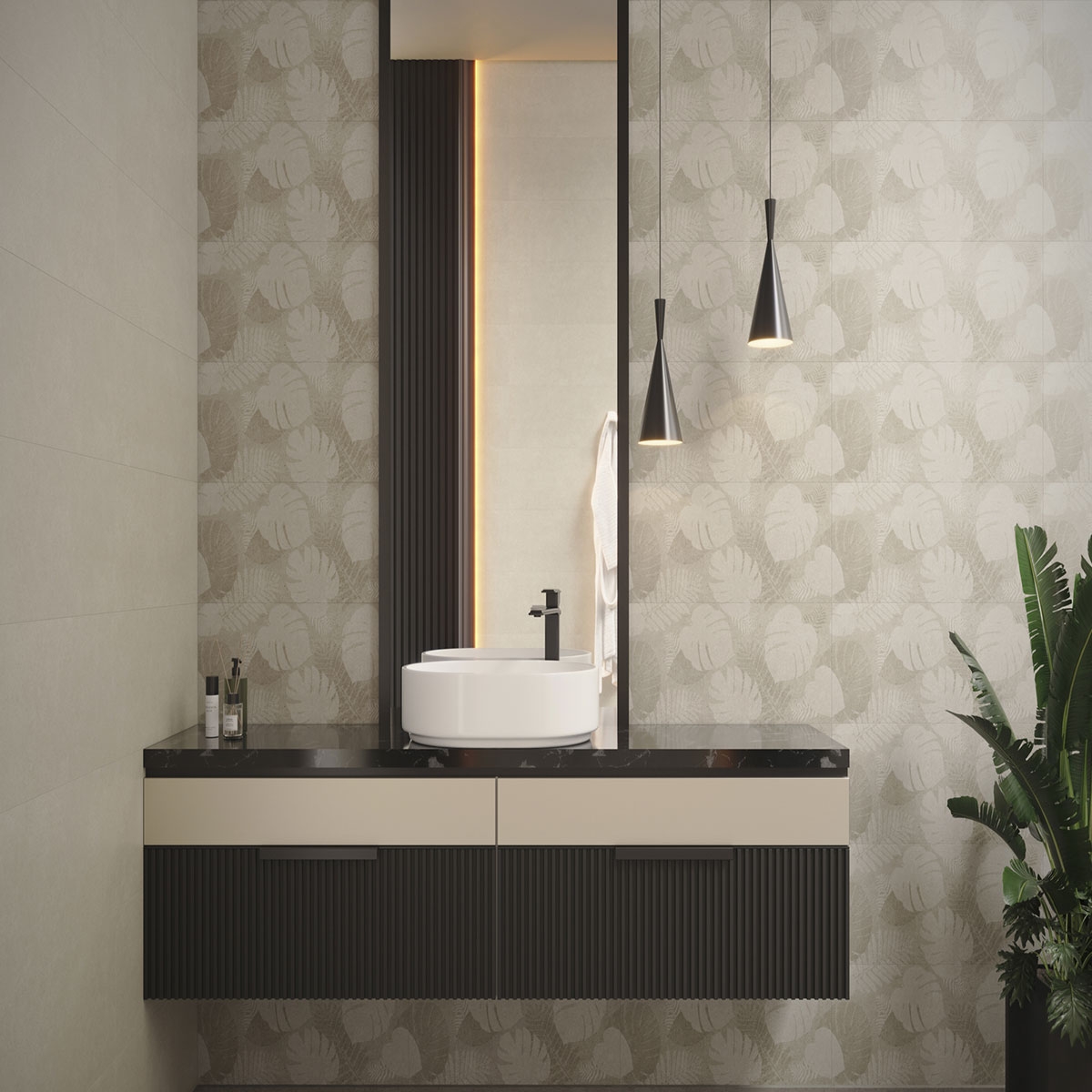 Bathroom with Core Tortora 30x75 coating