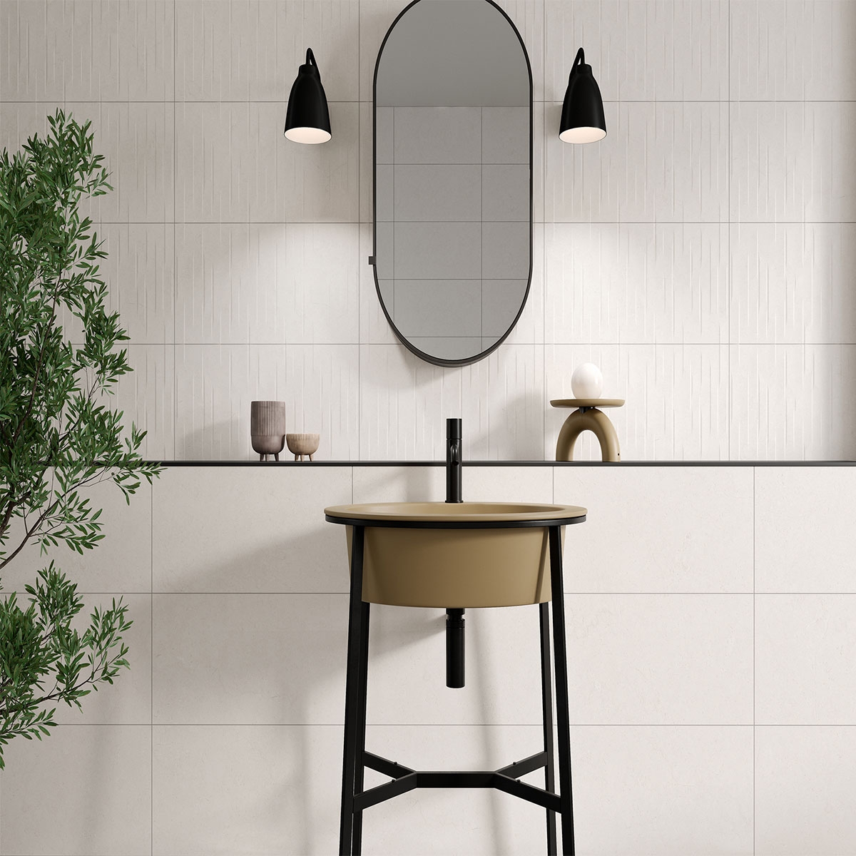 Salle de bain avec revêtement Dual Blend White 30x60