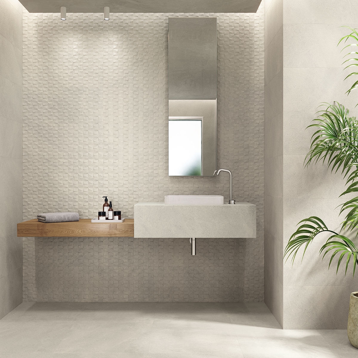 Salle de bain avec revêtement de sol Burlington Pearl 75x75