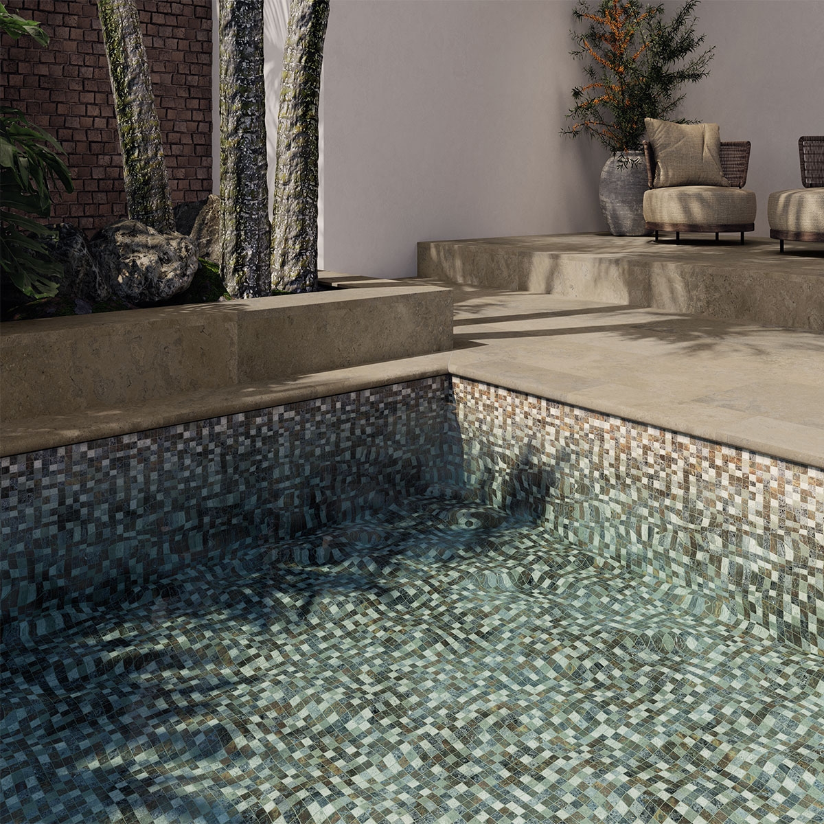 Swimming pool with Bourg Par Angle Indoor Pool 33x33