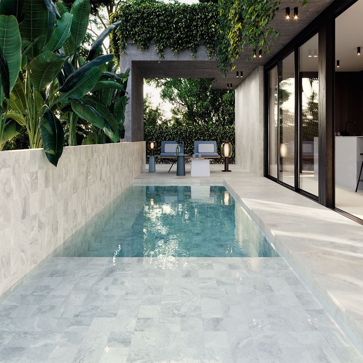 Exterior com pavimento antiderrapante Cross White 60x120