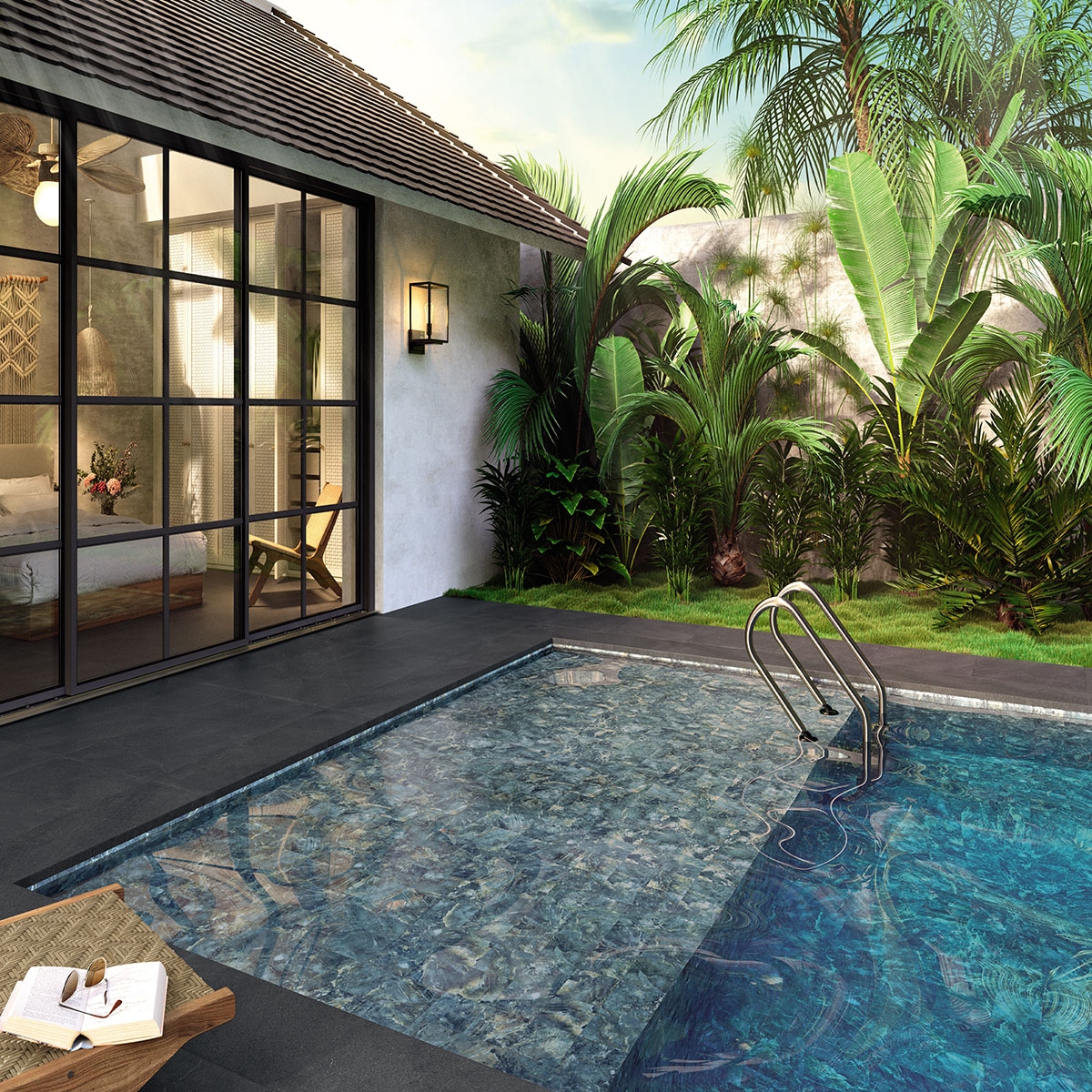 Exterior with Burlington Straight Step Volcano Non-slip 33x120