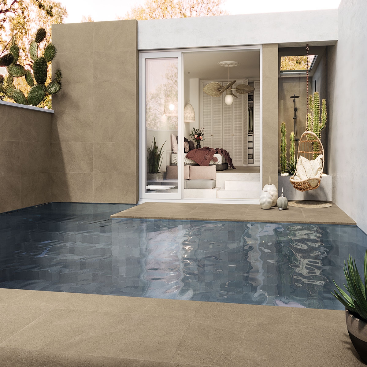 Exterior com pavimento Burlington Taupe Antiderrapante 60x120