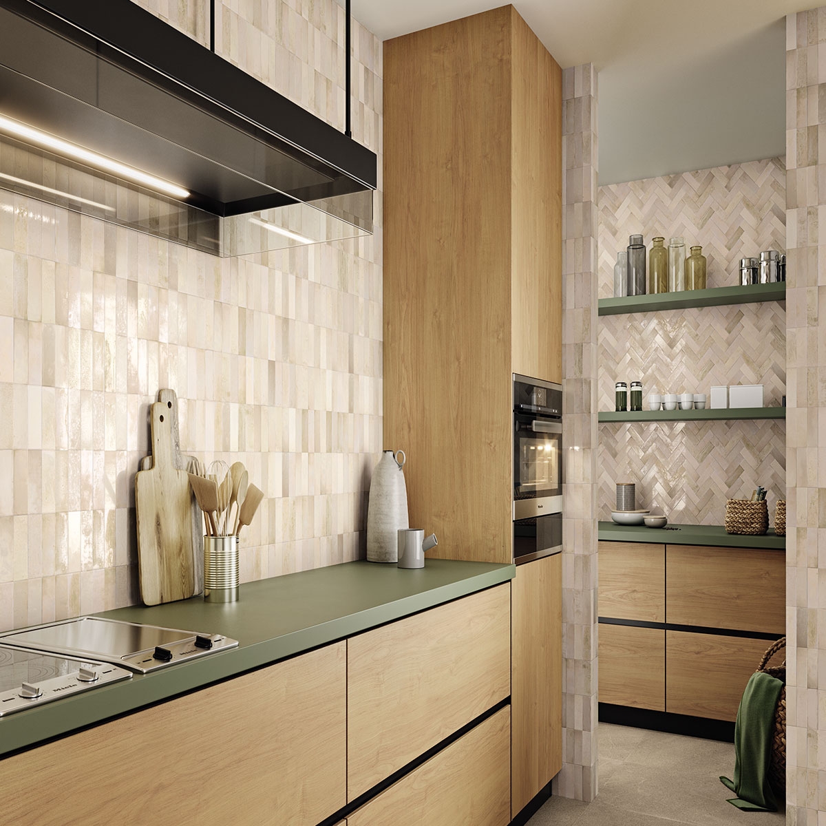 Cocina con pavimento Burlington Taupe 60x60