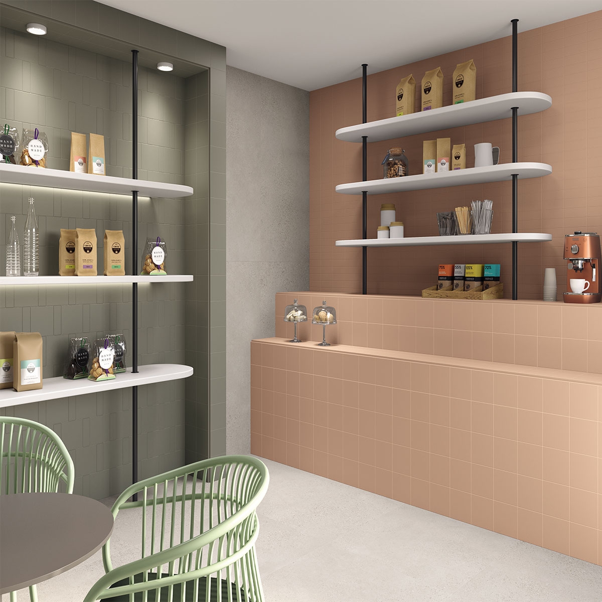 Interior com revestimento cinza Illinois 75x75