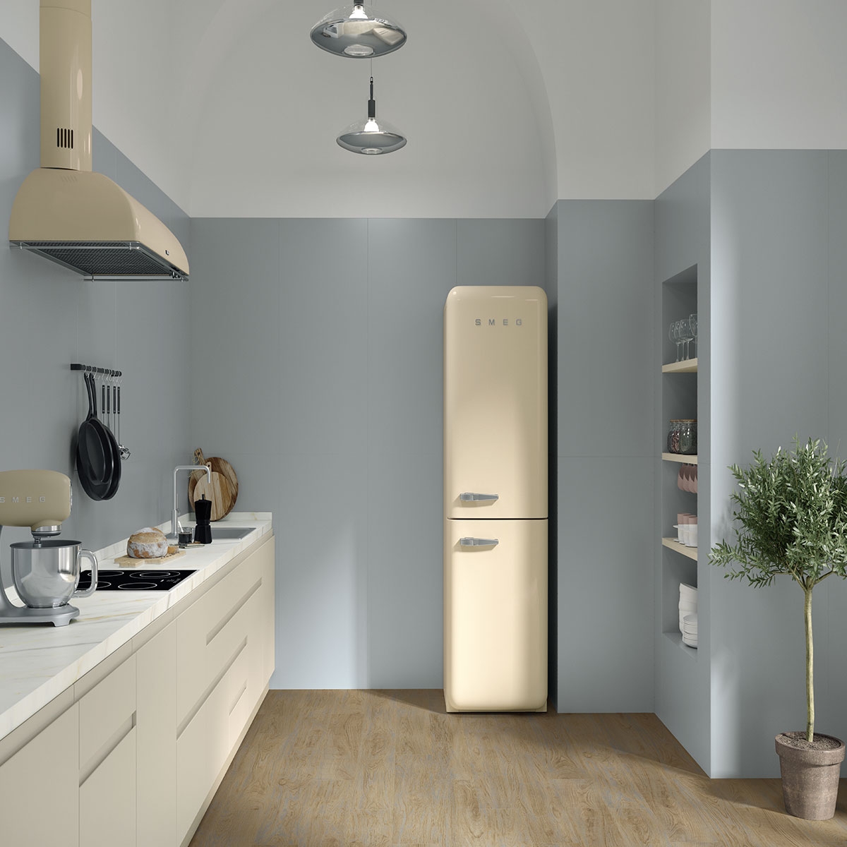 Koen Caramello 20x120 kitchen with flooring