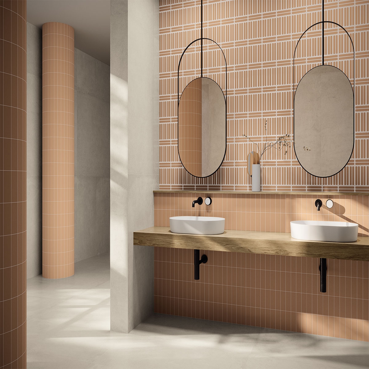 Baño con pavimento Think White Mate 60x120