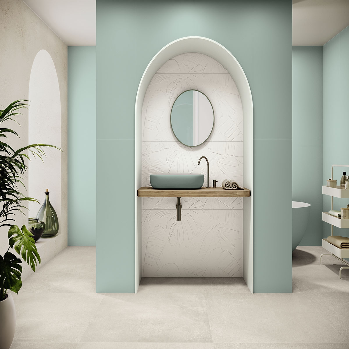 Salle de bain avec sol Think White 100x100