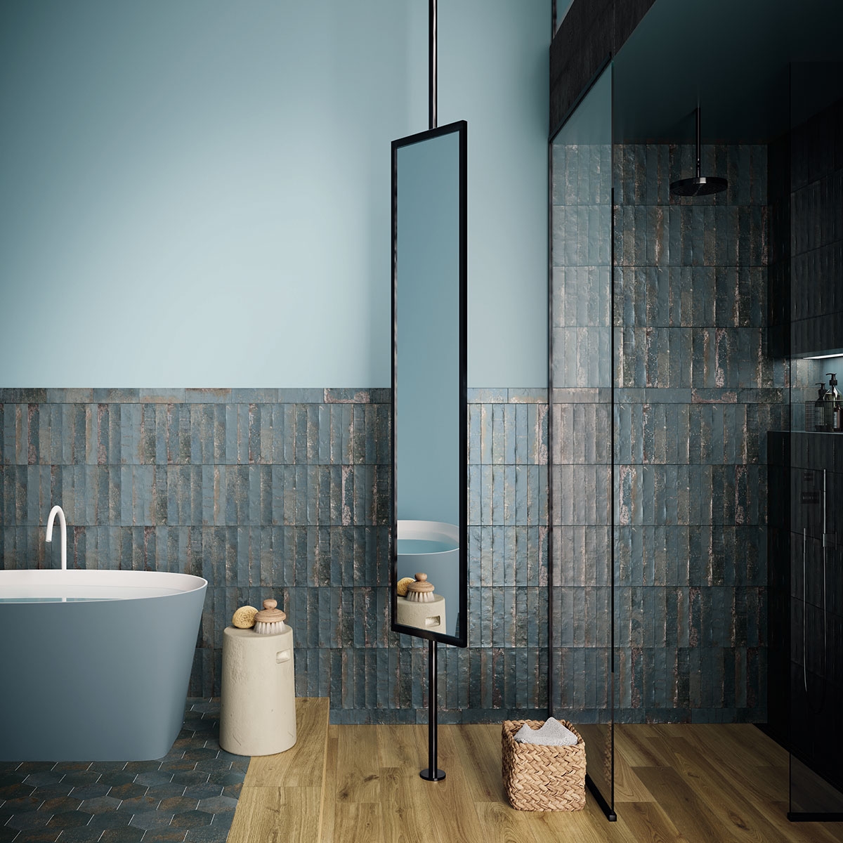 Bathroom with flooring Straight Step Koen Miele Non-slip 33x120