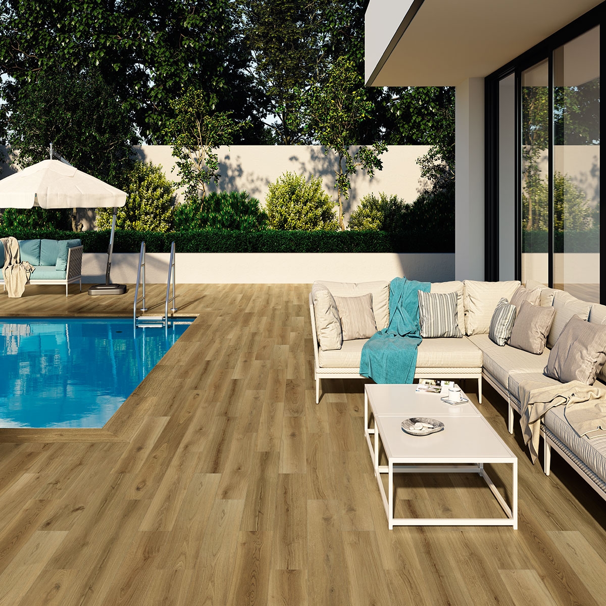 Exterior com pavimento Koen Miele Antiderrapante Mate 20x120