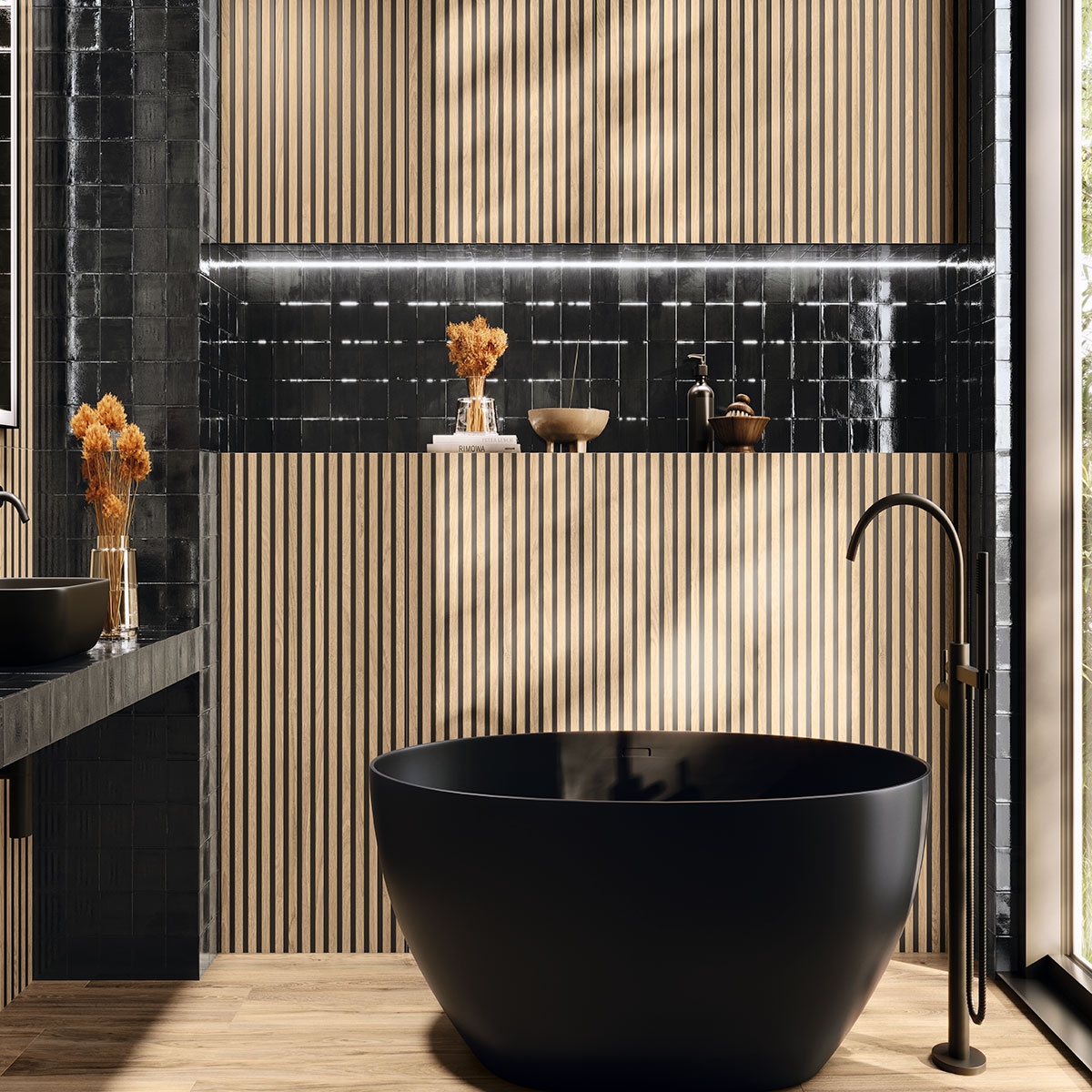 Baño con revestimiento Sequoia Charlotte Honey 60x120