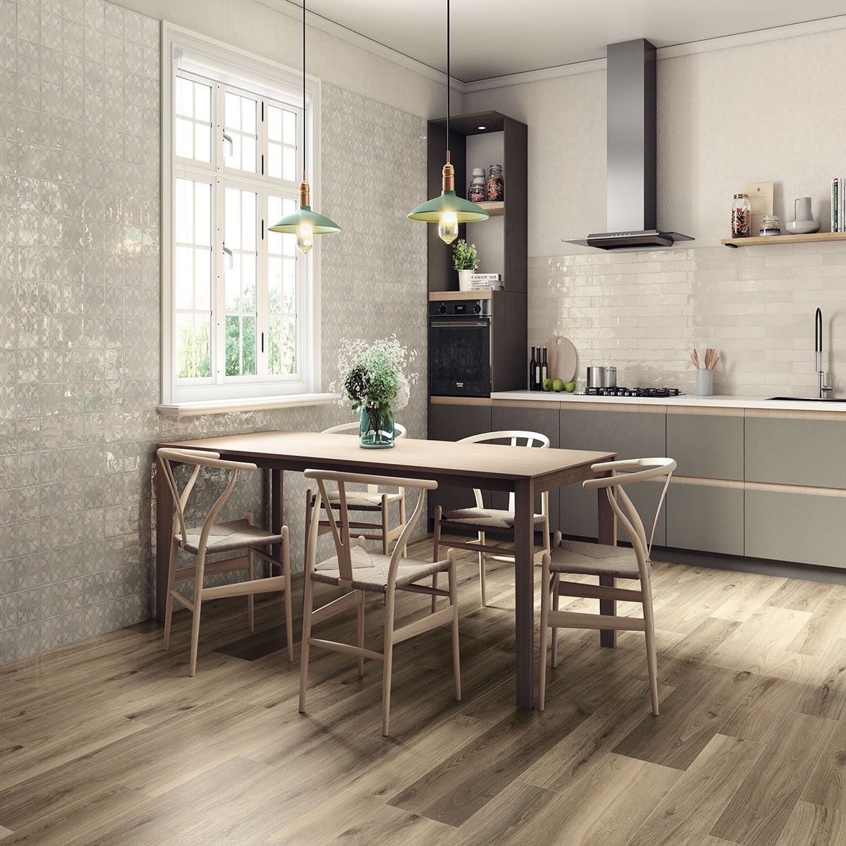 Koen Naturale Mate 30x120 cuisine avec sol