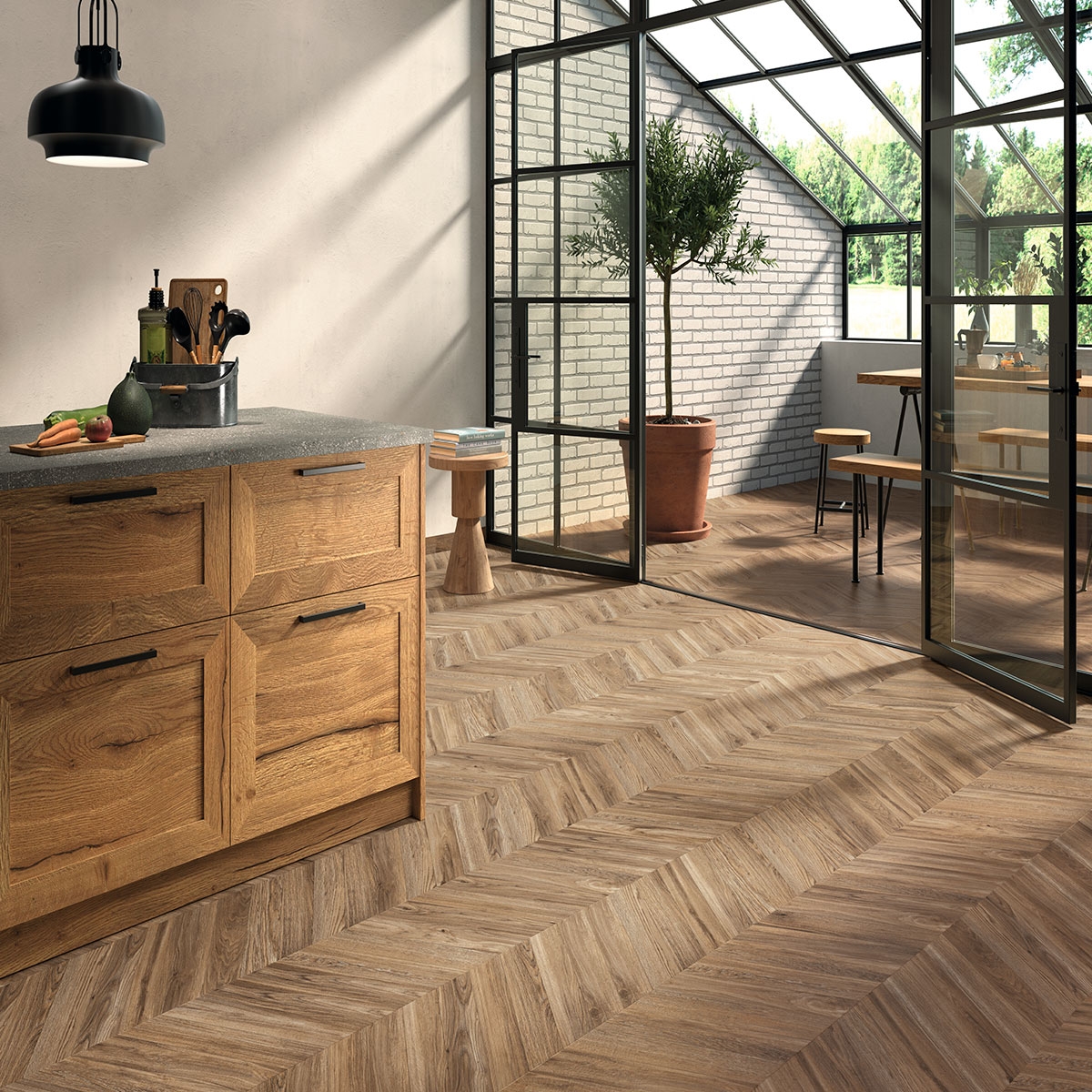 Sala Sequoia Walnut Chevron 8.5x44 (Caixa de 0.34m2)