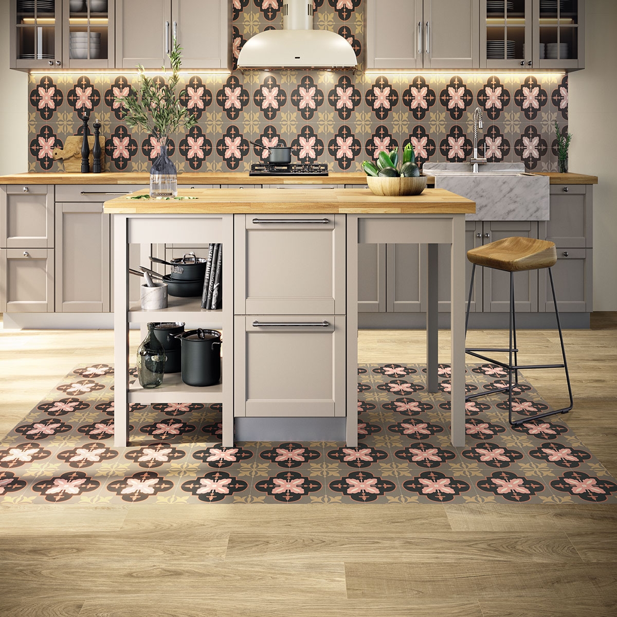 Interior con pavimento Koen Naturale Mate 20x120