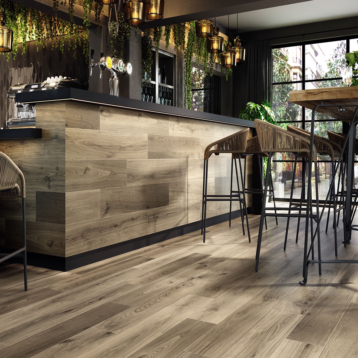 Interior con pavimento Koen Naturale 20x120