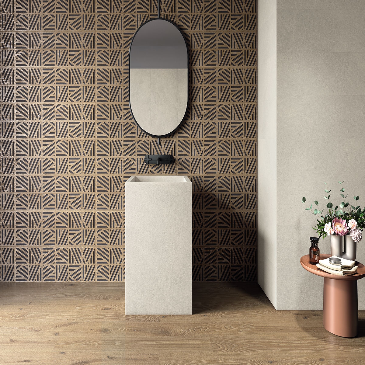 Interior com pavimento Burlington Pearl Matte 30x90