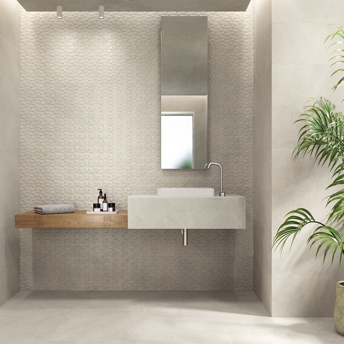 Baño con revestimiento Burlington Eden Pearl 30x90