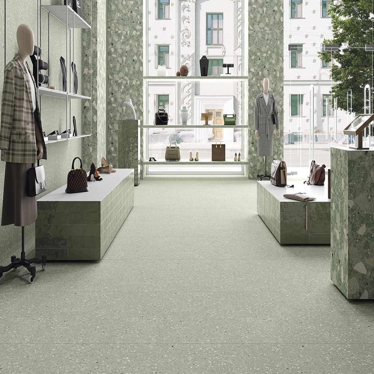 Interior com revestimento Javea Esmeralda Brillo