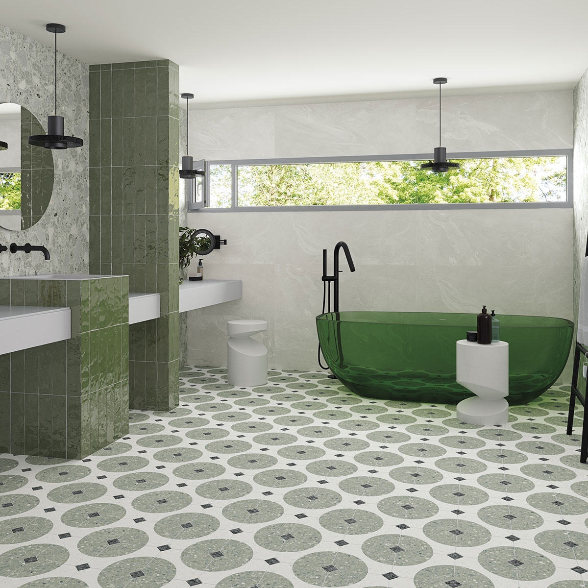 Casa de banho com azulejo Javea Esmeralda Brillo