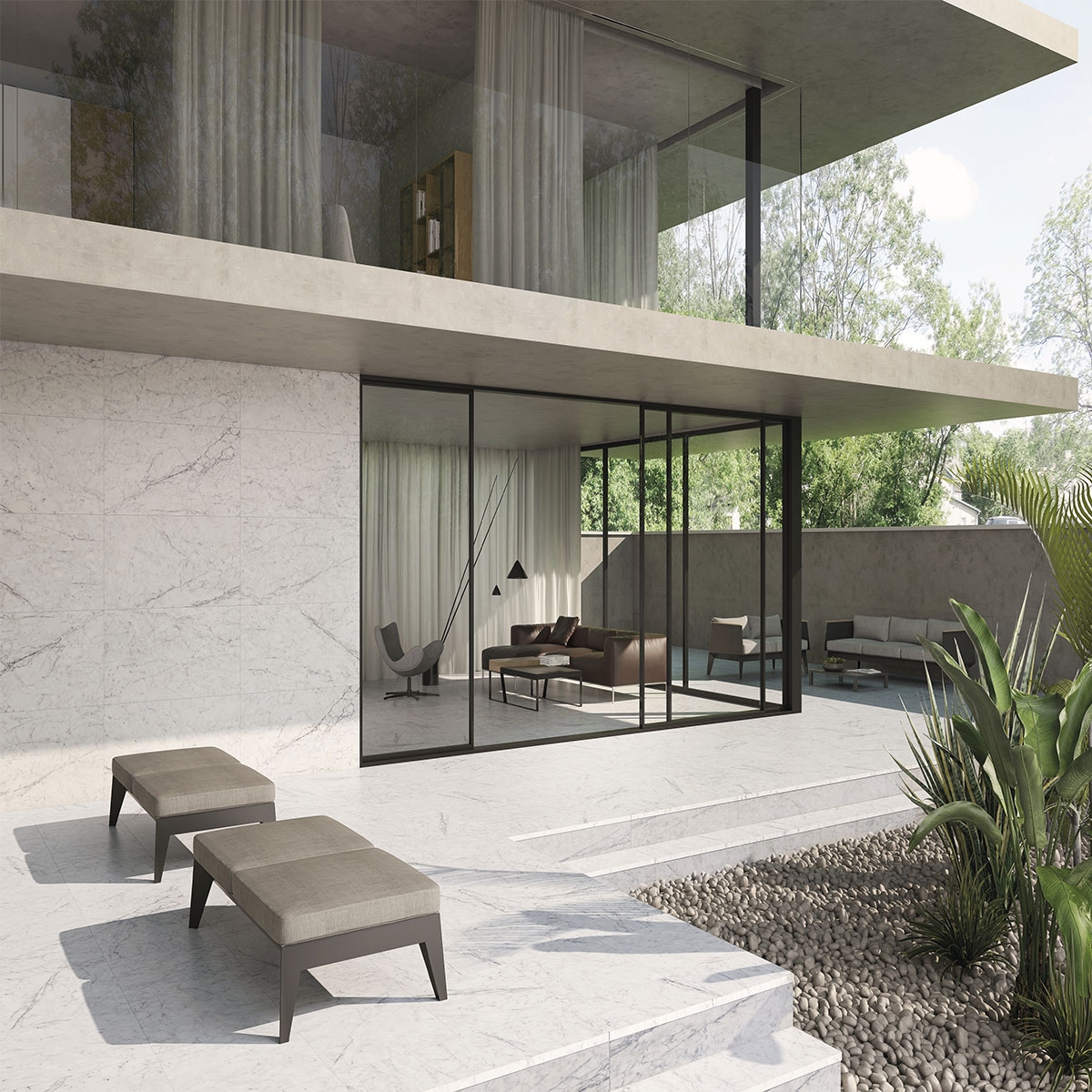 Exterior with Vita Luce Matte flooring 60x120