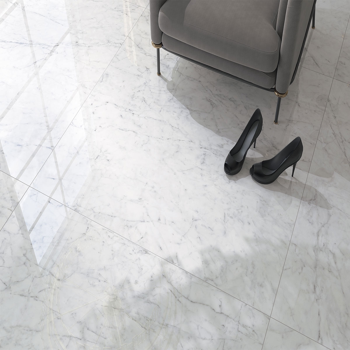 Living room with Vita Polished floor 120x120