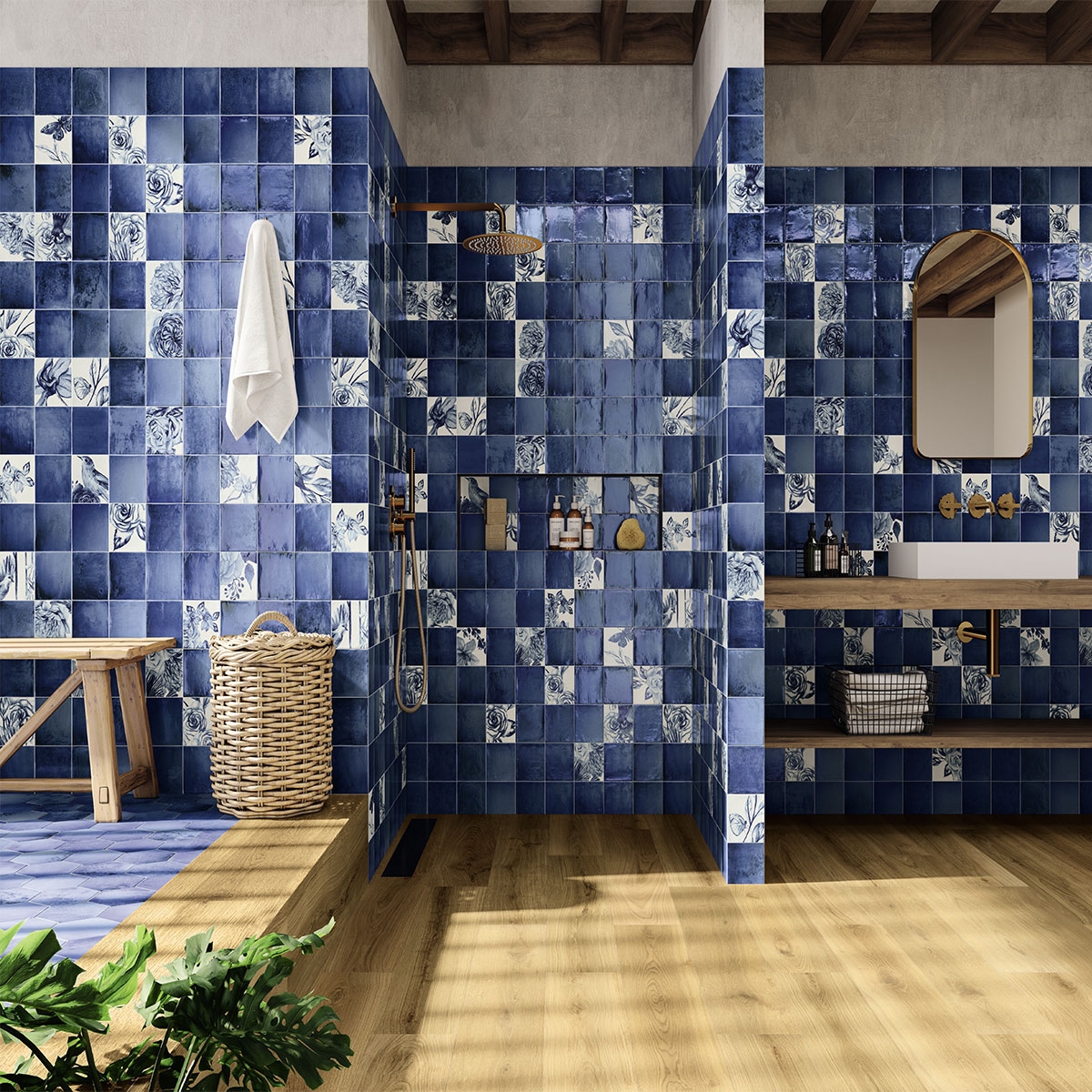 Badezimmer mit Sintra Floris Ice White Mix 12,4x12,4 Beschichtung