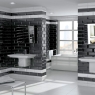 Salle de bain avec revêtement noir brillant Mugat 10x20