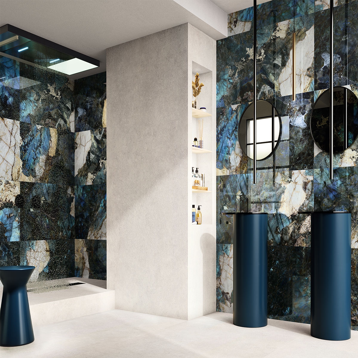 Baño con revestimiento Wabi Sabi Bianco Lapatto 120x120