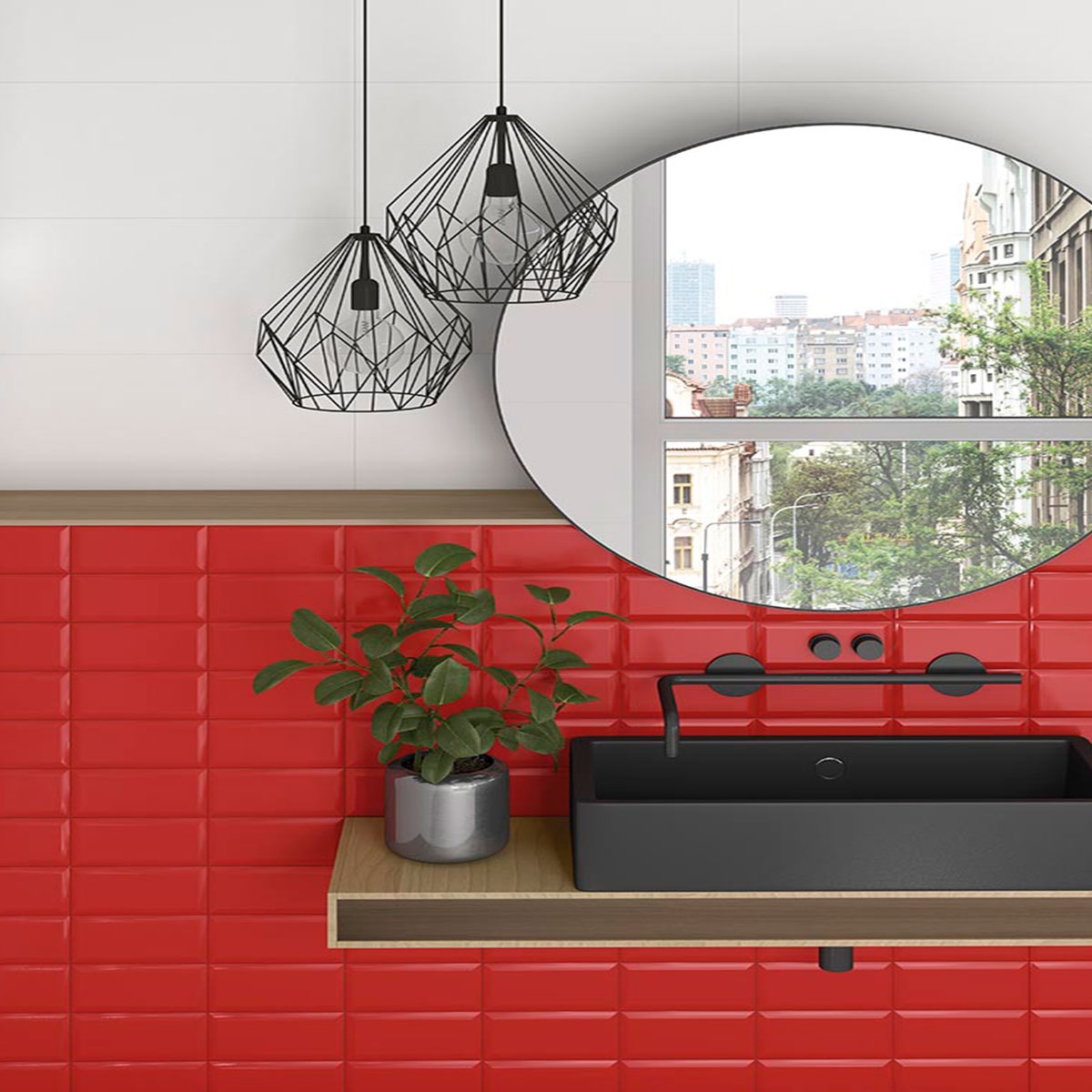 Bathroom with Mugat Gloss Red Coating 10x20 (Box of 1m2)