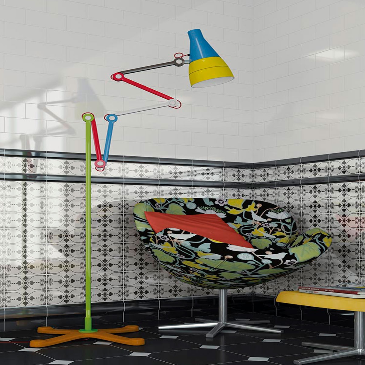 Interior com Revestimento Mugat Rivoli White Gloss 10x20 (Caixa de 1.36m2)