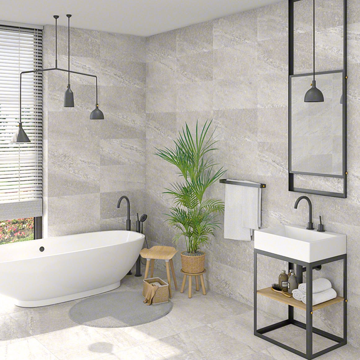 Lambda-R Gris Salle de bain 29.3x59.3 (Boîte de 1 216m2)