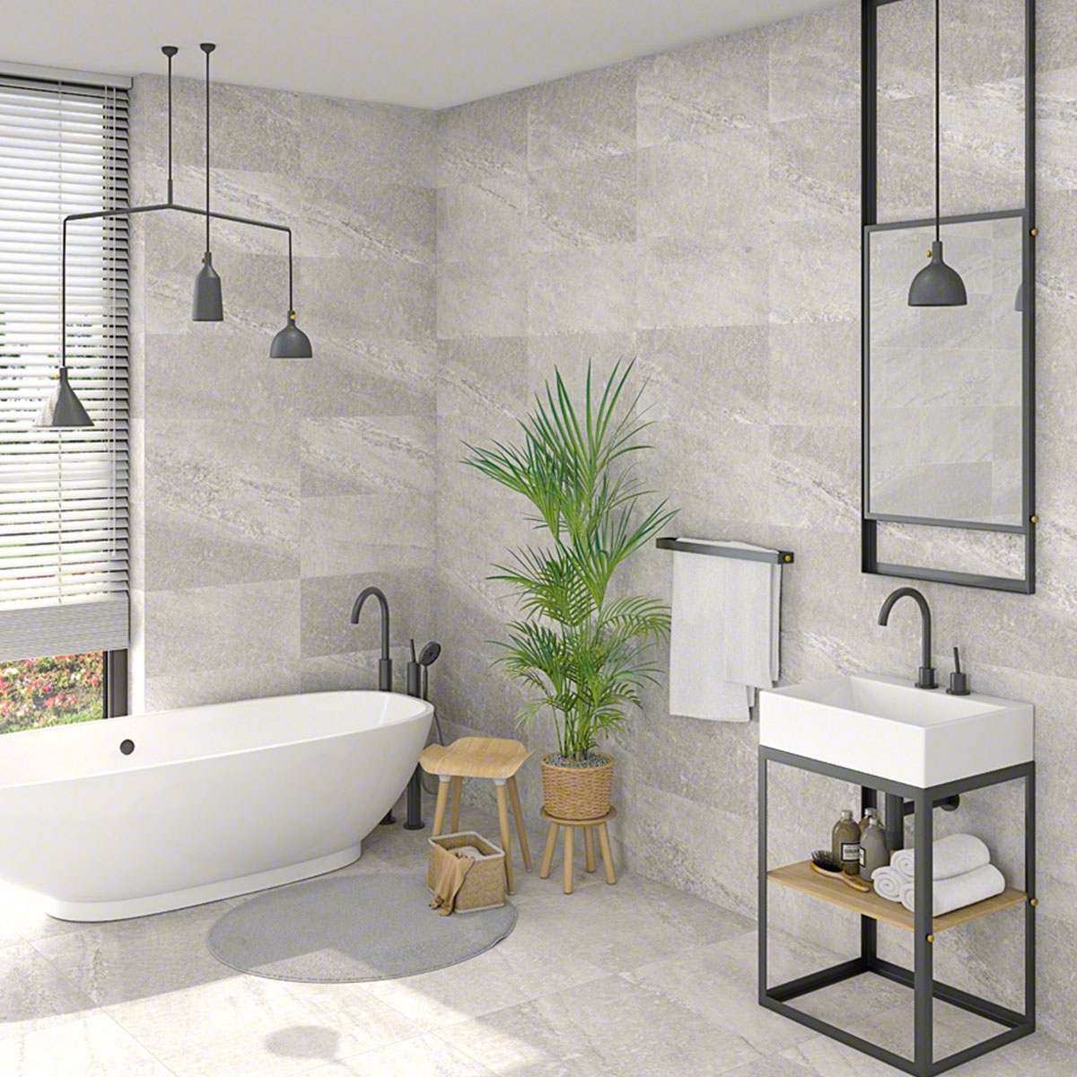 Baño Lambda Alabra-R Blanco 29.3x59.3 (Caja de 1,216m2)