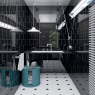 Salle de bain avec revêtement Mugat Rivoli Gloss Black 10x20 (Boîte de 1.36m2)