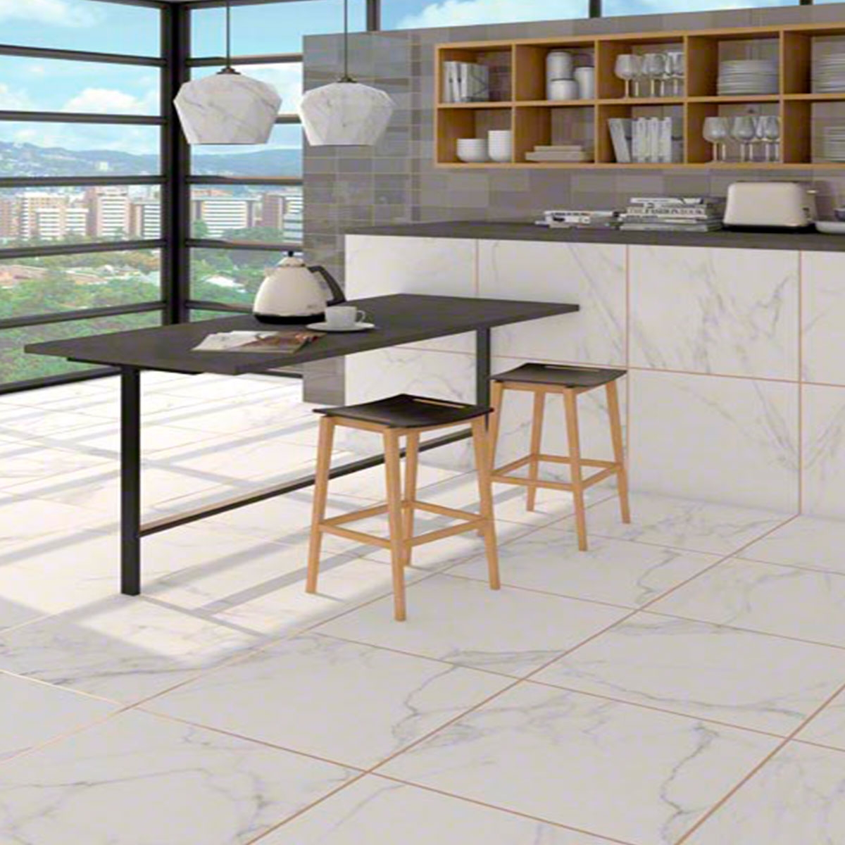 Doney-R Cuisine blanche 59.3x59.3 (Boîte de 1.055m2)