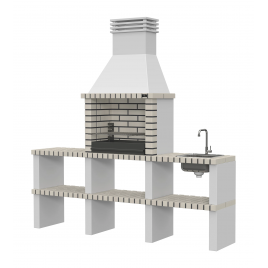 Grill mit Arbeitsplatten, Spülbecken und Wasserhahn Alvor White