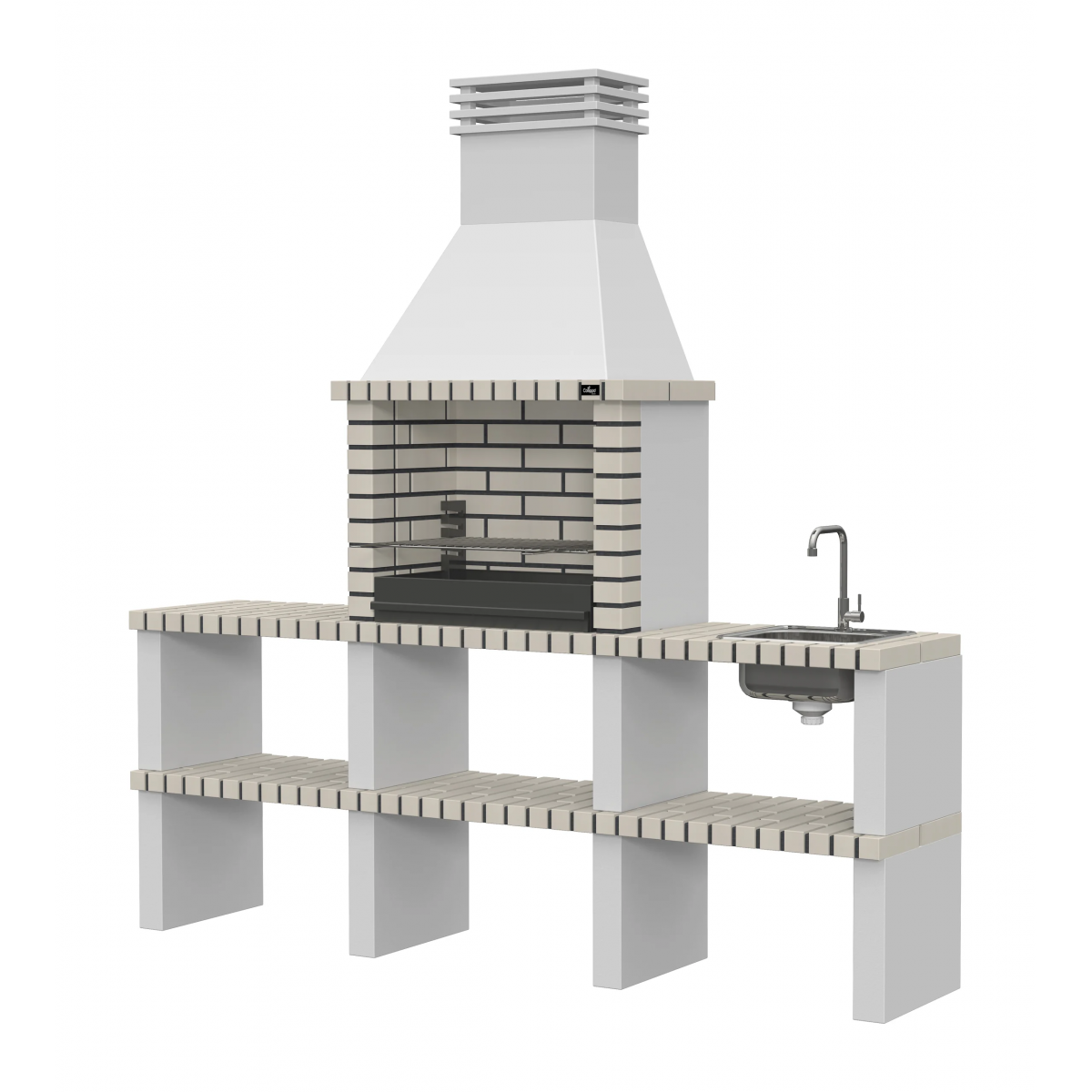 Barbecue with countertops, sink and tap Alvor White