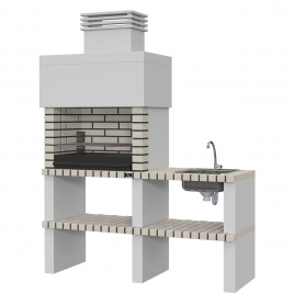 Ericeira White barbecue with countertop, sink and faucet