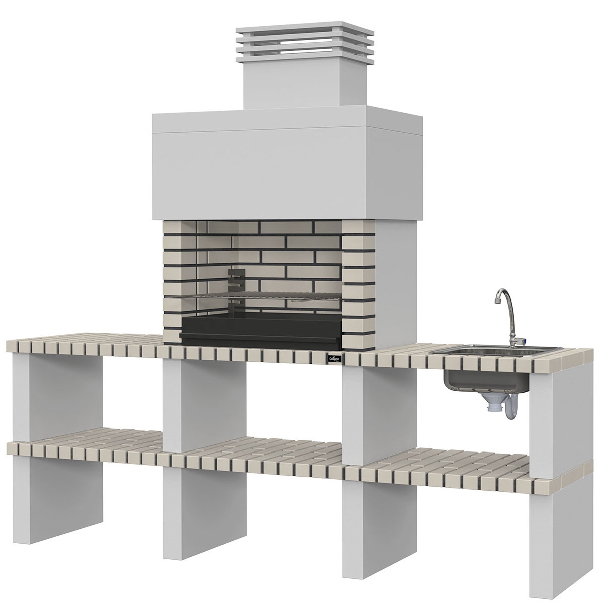 Barbecue with 2 countertops, sink and Ericeira White faucet