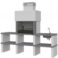 Barbecue with 2 countertops, sink and tap Ericeira Gray