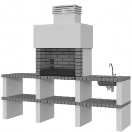 Barbecue with 2 countertops, sink and tap Ericeira Gray