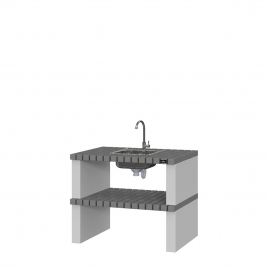 Tróia Gray Arbeitsplatte mit Waschbecken und Wasserhahn